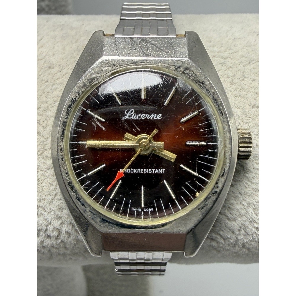 Lucerne Ladies Watch Working Manual Wind 27MM 5.75" Stretch Band‎ Vintage